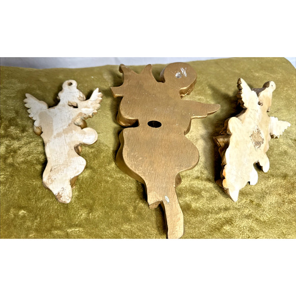 Cherub Angels Lot Wall Hanging Decor 7" Vintage Metallic Gold Hollywood Regency - Picture 4 of 9